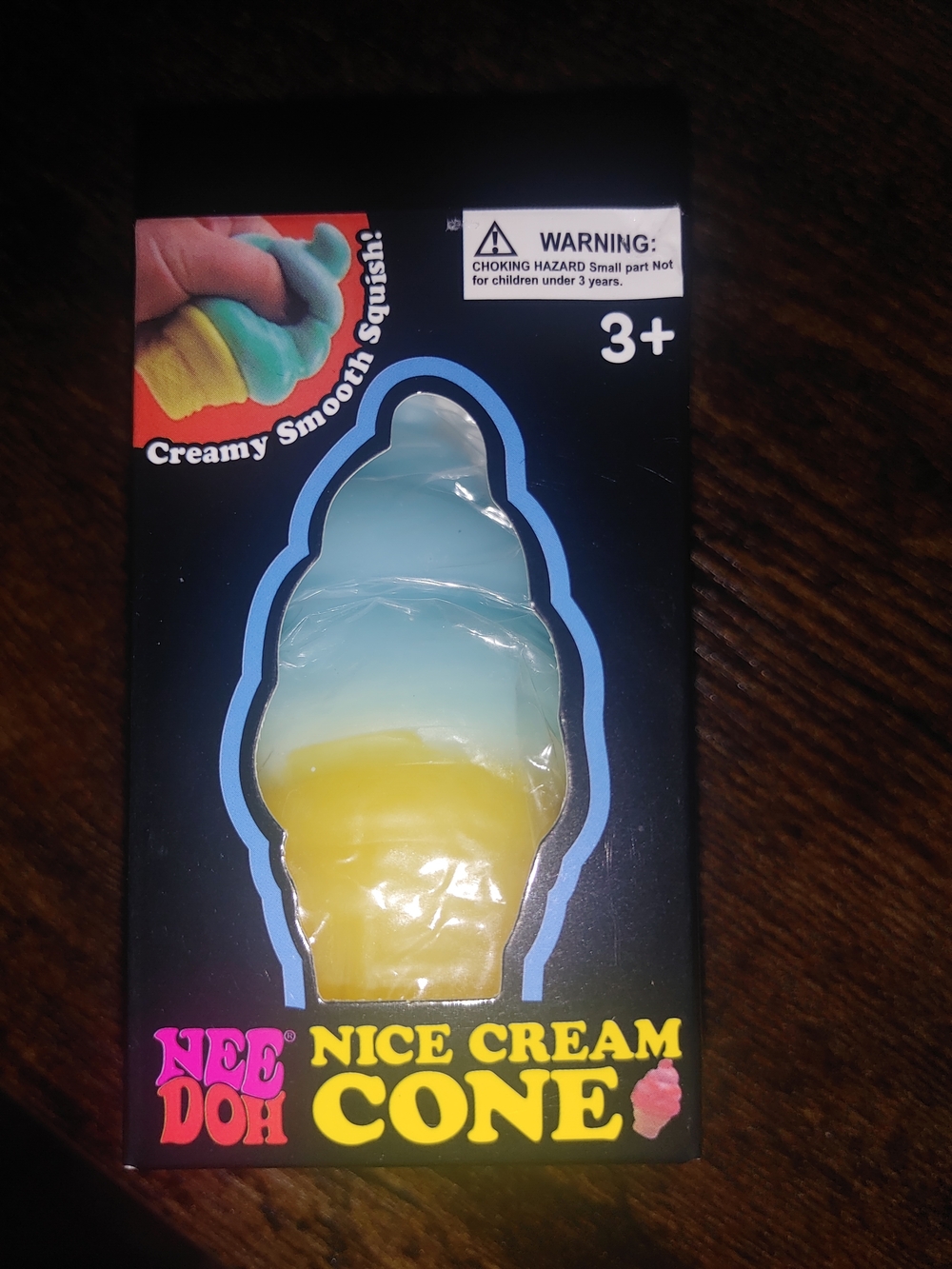 NEEDOH Nice Cream Cone Squishy Toy - Blue & Yellow. Has Needoh Stamped On It